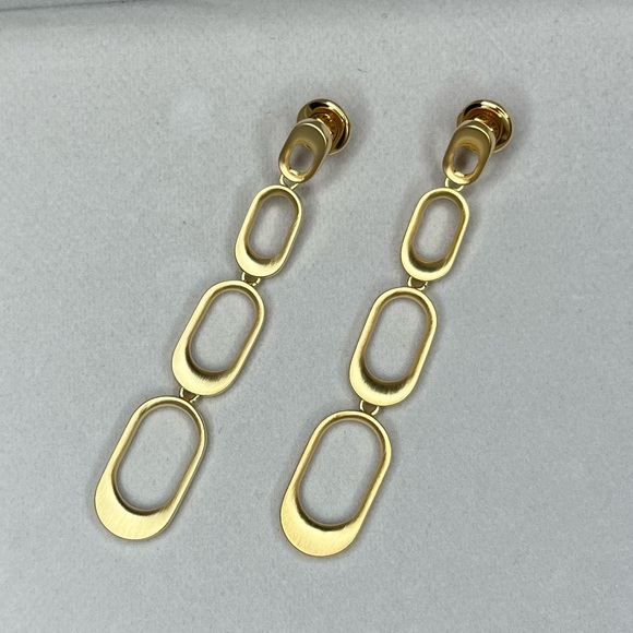 New! Dean Davidson Brushed Gold Bleecker Statement Drop Earrings - Picture 2 of 5